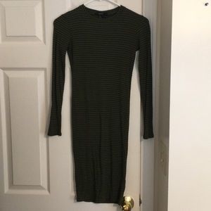 Olive Green Fitted Long Sleeve Dress
